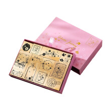 Wooden Rubber Stamps Set Seal Stamps Set Decorative Wood-Pink