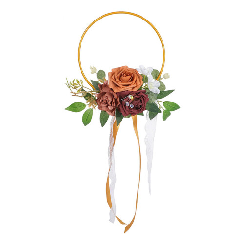 Elegant Polyester Plastic Rose Garland Wedding Party-Coffee