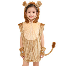 Leeuwenkostuumset Leeuwenoorstaart Jumupsuit Handschoen-bruin