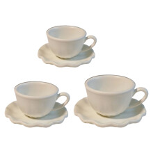 Ensemble de tasses à café miniatures et soucoupes, 3-Blanc