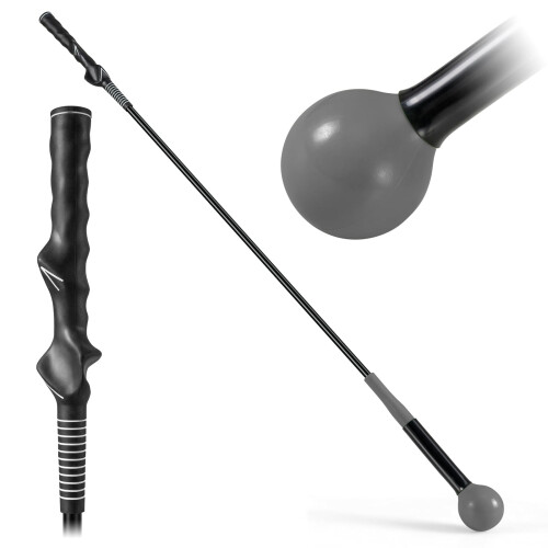 Golfschwungtrainer, 120 cm, beschwerter Kopf, Grau 1