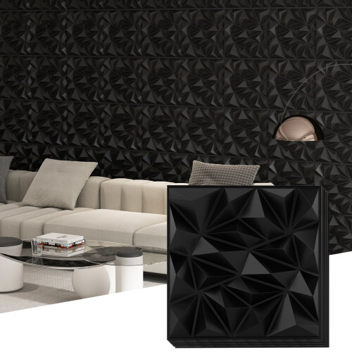 3D-Wandpaneele, Rautenmuster, Schwarz, 5 m² Abdeckung 2