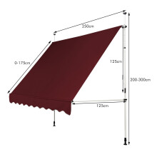 Uitschuifbaar balkonzonnescherm, 250 cm, UV-bestendig, rood