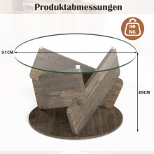 Runder Couchtisch aus Glas, 81 cm, Tischplatte aus gehärtetem Glas