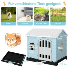 Hundehütte für den Außenbereich mit Tür, Fenstern und herausnehmbarem Boden