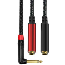 6.35mm Male Stereo to 2x6.35mm Female Connector-50cn Mono