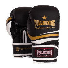 Gants de boxe - FULLBOXING - Fullboxing Tornado - Noir - 8 oz - Rembourrage protecteur & velcro maintien