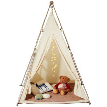 Spielzelt für Kinder-Duoku-Tipi Zelt für Kinder von 1 bis 5 Jahren-Faltzelt für Kleinkinder mit Teppich, Fenstern-Beige