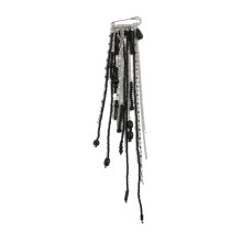 Stylish Rice Bead and Crystal Brooch with Tassels Lapel-Black