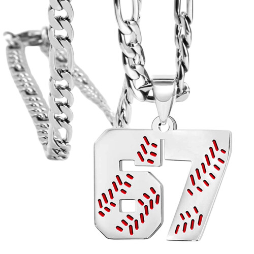 Collier avec pendentif en acier inoxydable, numéro 67-SS7
