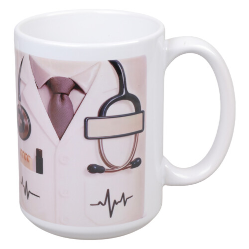 Ceramic Coffee Cup with Hospital Stethoscope-White 11oz