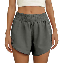 Women's High Waist Stretch Sports Shorts-Dark Grey L