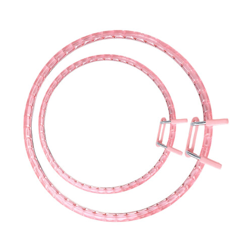 2Pieces Acrylic Spring Hoops For Embroidery Surfaces And-Pink