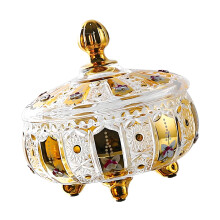 Bunte Glasgefäße mit Deckel, Kristallgläser, Süßigkeitenschalen,