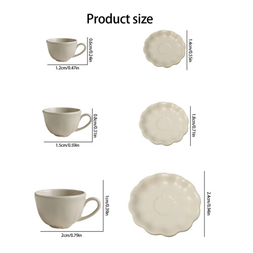 Ensemble de tasses à café miniatures et soucoupes, 3-Blanc 2