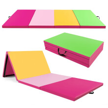 Colchoneta de gimnasia plegable, 300 x 117 x 5 cm, rosa/verde