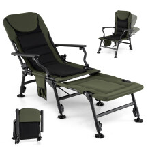 Silla de camping plegable extragrande con reposapiés - Verde