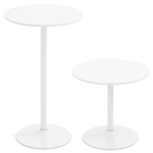 Mesa de bistró ajustable, 2 alturas, 60 cm de diámetro, color blanco