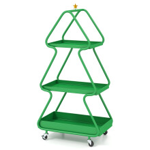 Carrito con ruedas para árbol de Navidad: almacenamiento metálico de 3 niveles