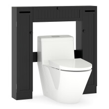 Mueble de baño sobre inodoro con estantes ajustables, color negro
