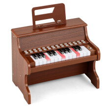 Piano digital para niños de 25 teclas, velocidad ajustable, marrón