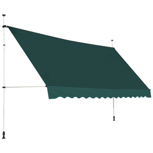 Toldo retráctil para balcón, 400 cm, resistente a los rayos UV, verde
