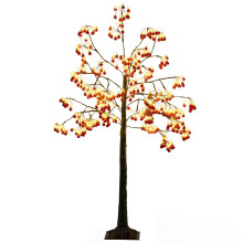 Árbol de Navidad artificial de 150 cm con luces LED y adornos rojos