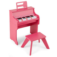 Piano digital para niños de 25 teclas con taburete, color rosa