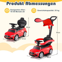 3-in-1 Mercedes-Benz elektrische kinderauto, rood, 18-36 maanden