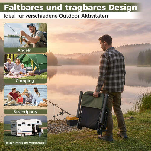Silla de camping plegable extragrande con reposapiés - Verde 2