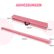 Zusammenklappbarer, 270 cm langer, pinkfarbener Turnbalken für Kinder