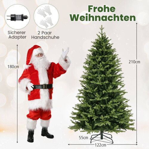 Árbol de Navidad artificial de 210 cm con 470 LED, color verde 1