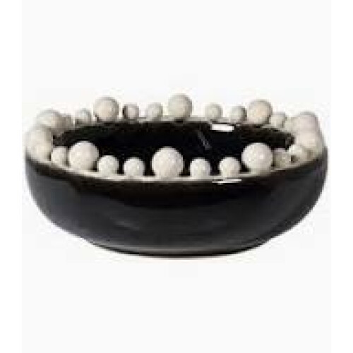 COACH HOUSE BLACK & CREAM CERAMIC BOBBLE EDGE BOWL