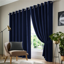 (Navy Blue, 66x54) 2pcs Full Blackout Curtains, 100% Polyester Fabric, Privacy Protected, Sound proof