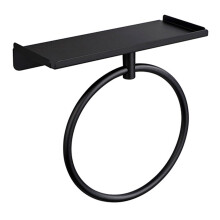 Practical Towel Circlet With Rotate Arm And Shelf-round black