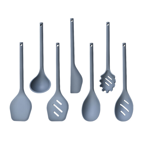 7 Piece Silicone Kitchen Utensil Set Soft Cooking Tool-Blue