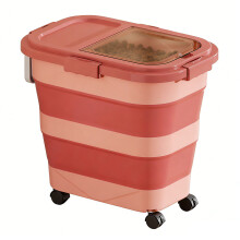Expandable Rice Storage Bin With 3 Removable periods Tight-Pink