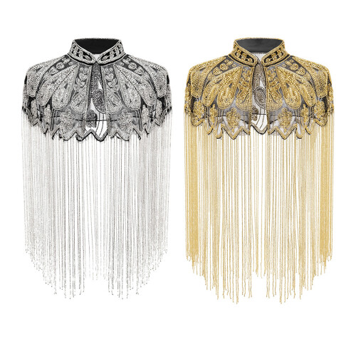 Shimmering Metallic Capes With Beading Great For-Silver 2