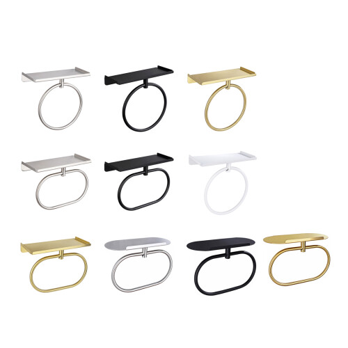 Practical Towel Circlet With Rotate Arm And Shelf-round black 1