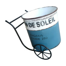 Iron Sheet Bucket Retro Flower Pot Courtyard Vase Home-Blue