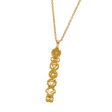 Halskette mit 7 Chakren-Anhänger für Damen, Edelstahlkette,-Gold