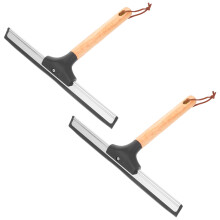 2Pcs Bathroom Glass Door Squeegee with Silicone and Wood Handle