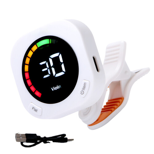 Professional Guitar Tuner Clip On-White Rechargeable model