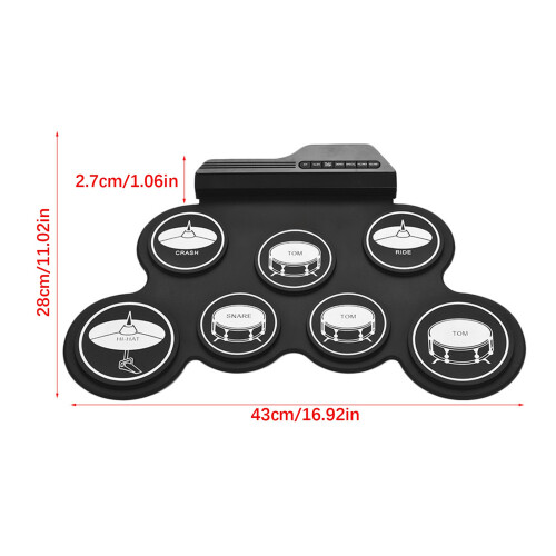 Foldable Electronic Drum Set USB Powered ABS Texture for-Black 2