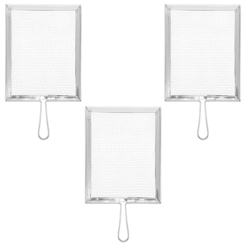 3Pcs Silver Metal Mesh Sieve for Ceramic Glaze Mud and Sculpting Tools