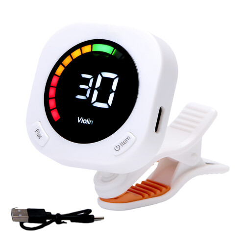 Accordeur à clipser avec écran LCD-Modèle rechargeable blanc