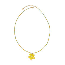 Kreative handgemachte bunte Acryl-Blumen-Halskette,-Gelb