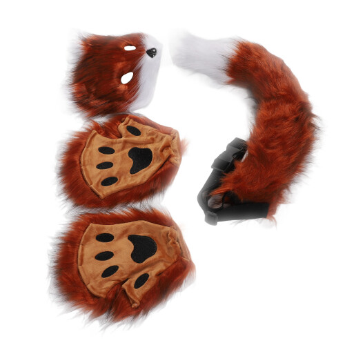 Ensemble cosplay de queue de renard - Taille unique, Rouge/Marron/Blanc