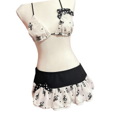 Dames retro badpak tweedelig halterneck badpak-Zwarte M