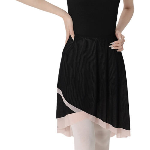 Ballet Skirt for Professional Double Layer Contrast-Black L